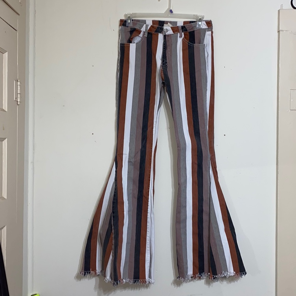 Altar’d state striped flare jeans size large
